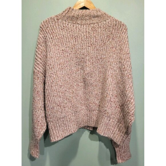 NWOT Express Heathered Pink Tan Boxy Oversized Cableknit Sweater Sz XL - Picture 4 of 7